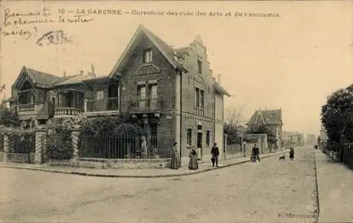 Ak La Garenne Colombes Hauts de Seine, Kreuzung der Straßen von Kunst und Handel