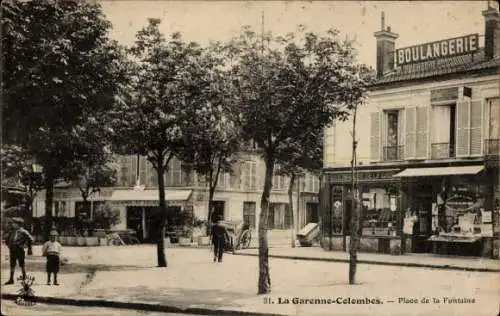 Ak La Garenne Colombes Hauts de Seine, Place de la Fontaine, Bäckerei