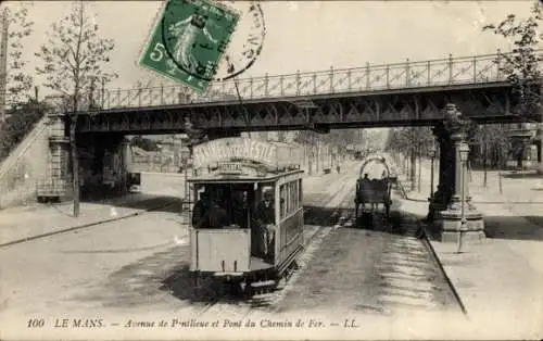 Ak Le Mans Sarthe, Avenue Pontlieue, Pont du Chemin de Fer