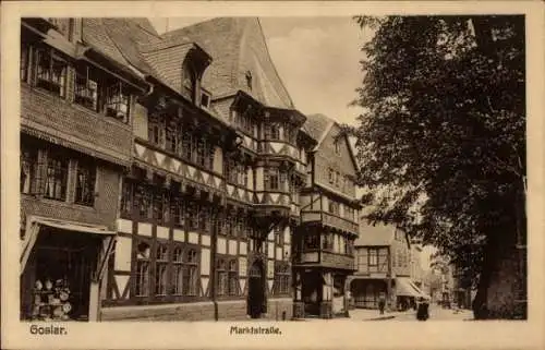 Ak Goslar am Harz, Marktstraße, Fachwerk