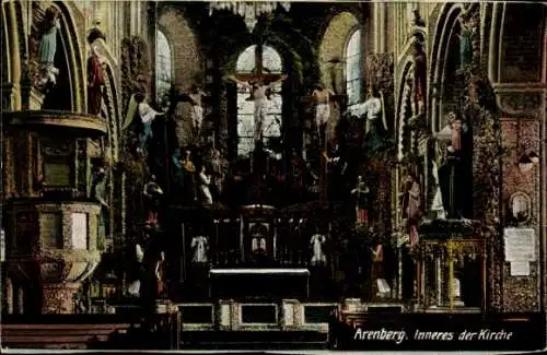 Ak Arenberg Koblenz am Rhein, Kirche, Innenansicht