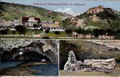 Ak Steinthaleben Kyffhäuserland in Thüringen, Kyffhäuser, Gasthaus zur Barbarossa-Höhle