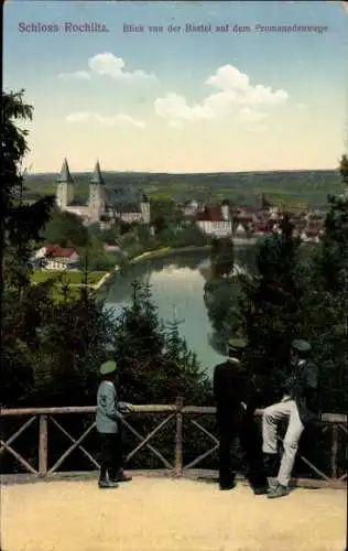 Ak Rochlitz an der Mulde, Schloss, Blick von der Bastei auf dem Promenadenweg