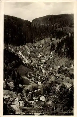 Ak Triberg im Schwarzwald, Hotel und Pension überm Wasserfall, Panorama
