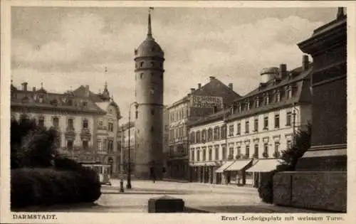 Ak Darmstadt in Hessen, Ernst-Ludwigs-Platz, Weißer Turm, Residenz-Automat