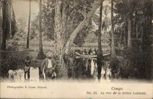 Ak Französisch Kongo, la rive de la rivière Luèmmé