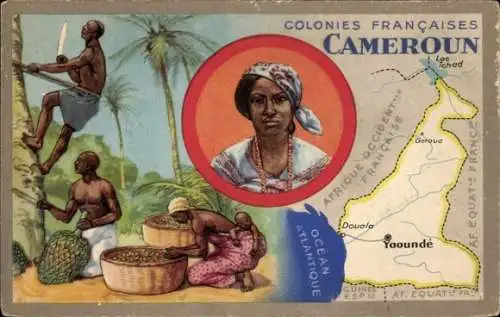 Landkarten Ak Yaounde Kamerun, Douala, Colonies Francaises