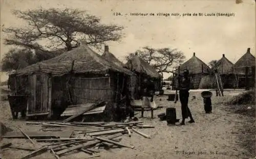 Ak Saint Louis Senegal, Inneres des schwarzen Dorfes