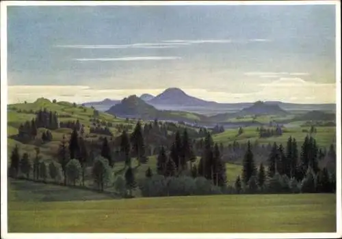 Künstler Ak Rose, Walter, Voralpenlandschaft, Berge, Wälder, Hilfswerk 1937