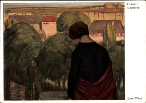 Künstler Ak Röhm, Hans, Sommernachmittag, Frau, Rückenansicht