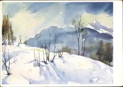 Künstler Ak Röhricht, Wolf, Winterlandschaft, Künstler-Hilfswerk 1937