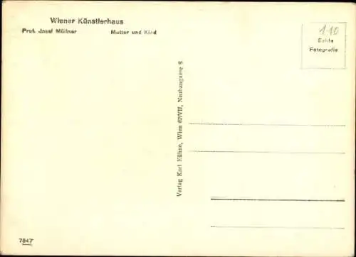 Ak Plastik von Professor Josef Müllner, Mutter und Kind