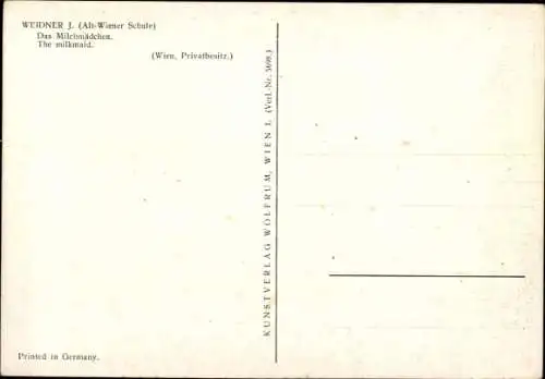 Künstler Ak Weidner, J., Milchmädchen