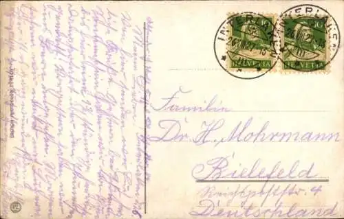 Ak Interlaken Kt. Bern Schweiz, Gesamtansicht, Jungfrau