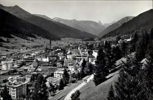 Ak Davos Kanton Graubünden, Blick von Höhenpromenade gegen Rhinerhörnli, Tinzenhorn