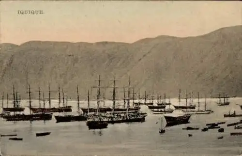 Ak Iquique Chile, Segelschiffe im Hafen
