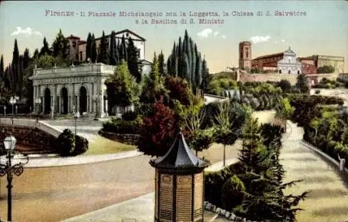 Ak Firenze Florenz Toscana, II Piazzale Michelangelo con la Loggetta, Kirche, Basilika