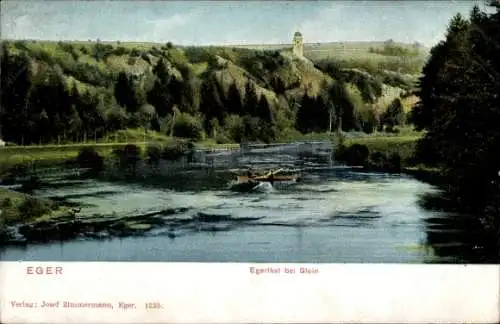 Ak Skalka Stein Cheb Eger Reg Karlsbad, Landschaftsbild, Ruderpartie