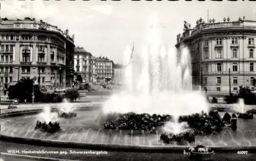 Ak Wien 1 Innere Stadt, Hochstrahlbrunnen gegen Schwarzenbergplatz