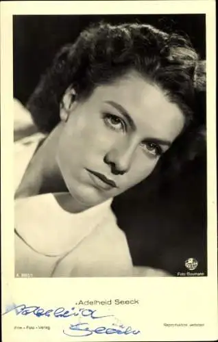 Ak Schauspielerin Adelheid Seeck, Portrait, Terra Film, A 3557/1, Autogramm