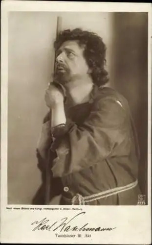 Ak Schauspieler Karl Wachmann, Portrait, Autogramm, Tannhäuser III. Akt