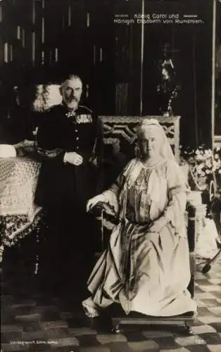 Ak König Carol und Königin Elisabeth von Rumänien, Karl I