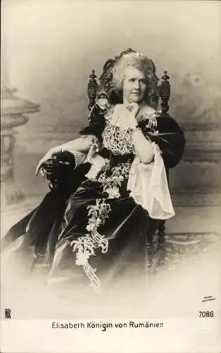 Ak Königin Elisabeth von Rumänien, Sitzportrait, RPH 7086, Carmen Sylva