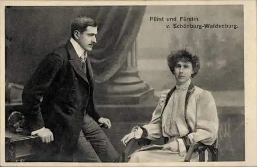 Ak Fürst und Fürstin von Schönburg-Waldenburg, Portrait
