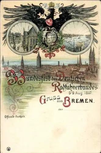 Litho Hansestadt Bremen, Bundesfest des Deutschen Radfahrerbundes 1897