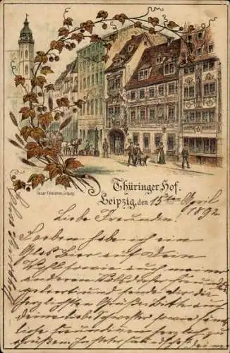 Vorläufer Litho Leipzig in Sachsen, Hotel Thüringer Hof, 1892