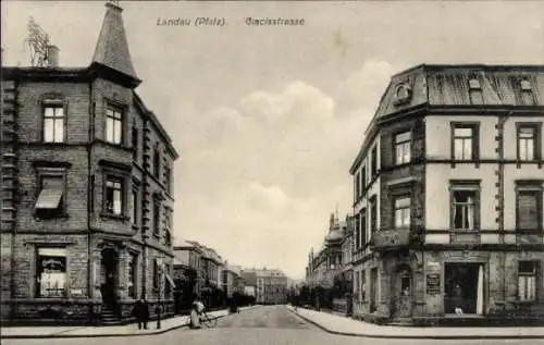 Ak Landau in der Pfalz, Blick in die Glacis Straße, Geschäft J. Egger, Konditorei