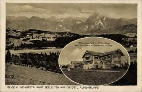 Ak Seeleuten Rückholz in Schwaben Oberallgäu, Weinrestaurant, Gebirge