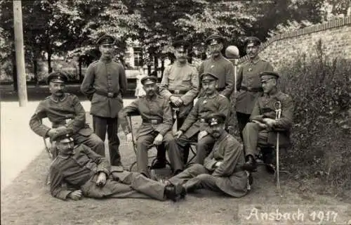 Foto Ak Ansbach in Mittelfranken Bayern, Deutsche Soldaten in Uniformen, I WK