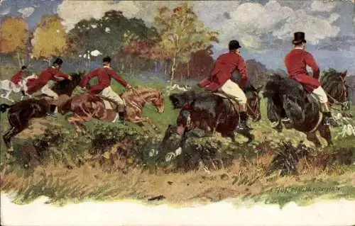 Künstler Ak Hoffmann, Ad., Jagdgesellschaft, Reiter