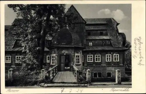 Ak Duszniki Zdrój Bad Reinerz Schlesien, Papiermühle, Młyn papierniczy