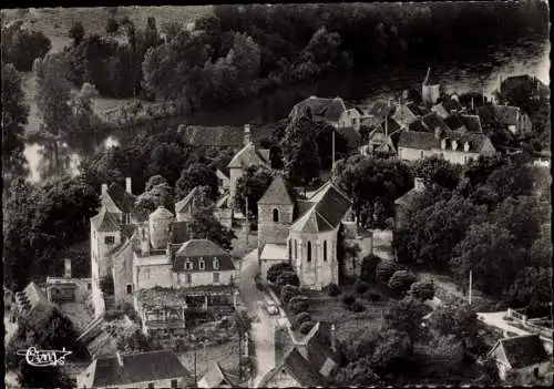 Ak Meyronne Lot, L'Eglise et l'Hotel, Flugbild