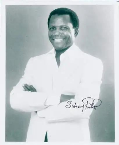 Foto Schauspieler Sidney Poitier, Portrait, Autogramm