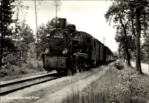 Ak Insel Rügen, Schmalspurbahn, Lokomotive 99-4632, Deutsche Eisenbahn, Rasender Roland