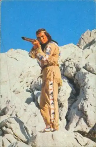 Sammelbild Karl May, Filmszene, Winnetou III und Unter Geiern, Nr. 232
