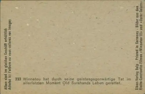 Sammelbild Karl May, Filmszene, Winnetou III und Unter Geiern, Nr. 232