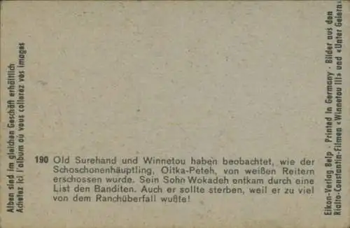 Sammelbild Karl May, Filmszene, Winnetou III, Unter Geiern, Nr. 190