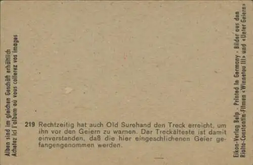 Sammelbild Karl May, Filmszene, Winnetou III, Unter Geiern, Nr. 219