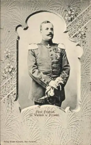 Passepartout Ak Fürst Friedrich zu Waldeck-Pyrmont, Portrait