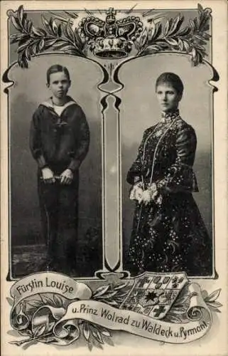 Ak Fürstin Louise und Prinz Wolrad zu Waldeck Pyrmont, Portrait