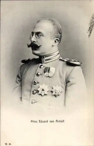 Ak Prinz Eduard von Anhalt, Portrait, Profilansicht, Uniform