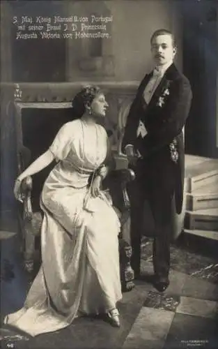 Ak König Manuel II. von Portugal mit Prinzessin Augusta Viktoria von Hohenzollern