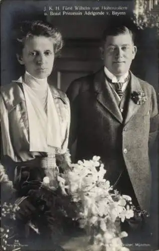 Ak Fürst Wilhelm von Hohenzollern mit Prinzessin Adelgunde von Bayern