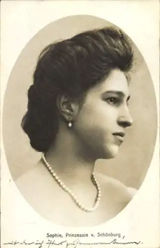 Ak Prinzessin Sophie von Schönburg Waldenburg, Portrait