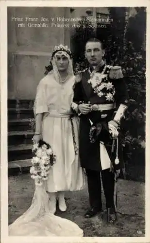 Ak Prinz Franz Josef von Hohenzollern Sigmaringen, Prinzessin Alix von Sachsen, Hochzeit