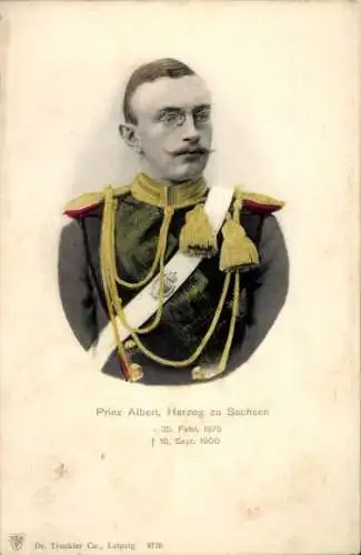 Ak Prinz Albert, Herzog zu Sachsen, Portrait in Uniform